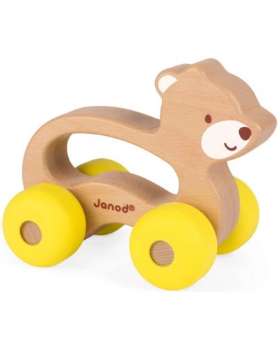 Дървена играчка за бутане Janod - Меченце - 2