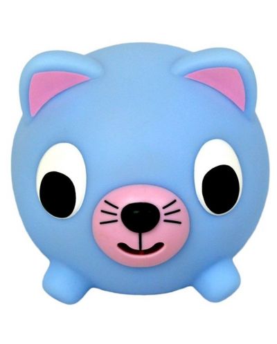 Пищяща гумена играчка Sankyo Toys - Jabber Ball, коте, синьо - 3