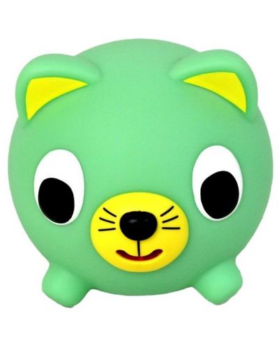 Пищяща гумена играчка Sankyo Toys - Jabber Ball, коте, зелено - 3