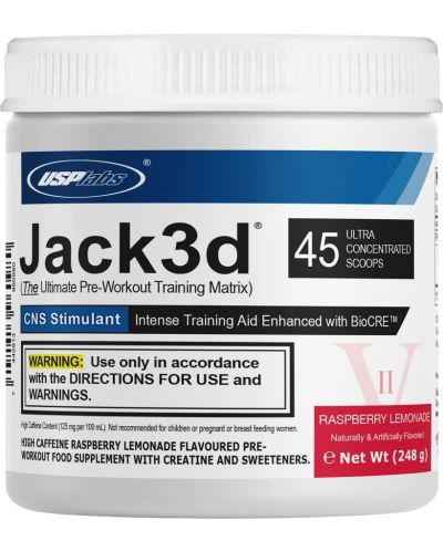 Jack3d Advanced Formula, малинова лимонада, 250 g, USP Labs - 1