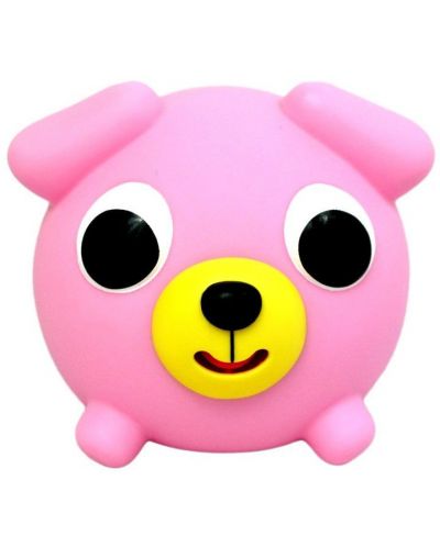 Пищяща гумена играчка Sankyo Toys - Jabber Ball, кученце, розово - 3