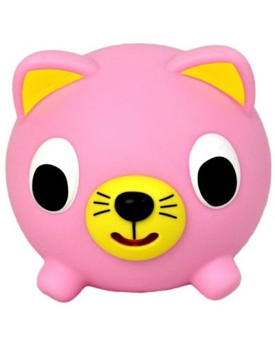 Пищяща гумена играчка Sankyo Toys - Jabber Ball, коте, розово - 3