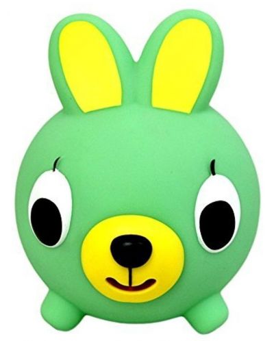 Пищяща гумена играчка Sankyo Toys - Jabber Ball, зайче, зелено - 3