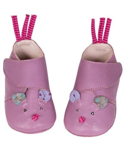 Бебешки пантофки Moulin Roty Jolis pas Beaux - Кожа, Розови