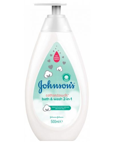 Шампоан за коса и тяло 2 в 1 Johnson's - Cotton touch, 500 ml - 1