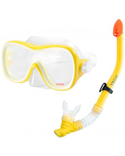 Комплект за плуване Intex - Маска с шнорхел, жълти - 1