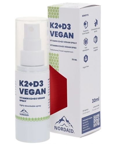 K2 + D3 Vegan Спрей за уста, 30 ml, Nordaid - 1