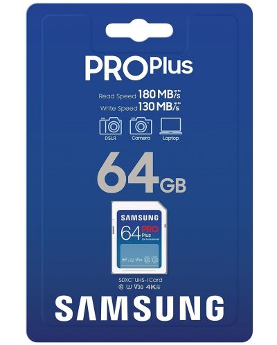 Карта памет Samsung - PRO Plus, 64GB, SDXC, U3 V30 - 4