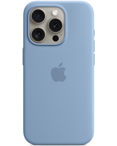 Калъф Apple - Silicone MagSafe, iPhone 15 Pro, Winter Blue - 4