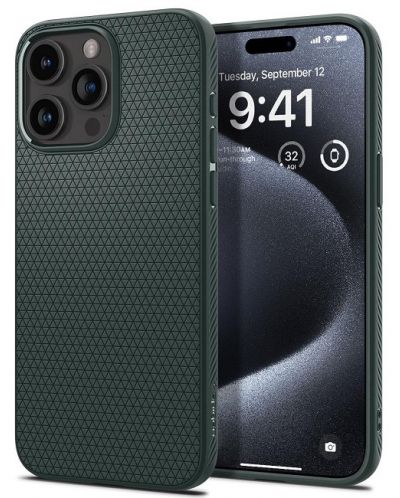 Калъф Spigen - Liquid Air, iPhone 15 Pro, Abyss Green - 1