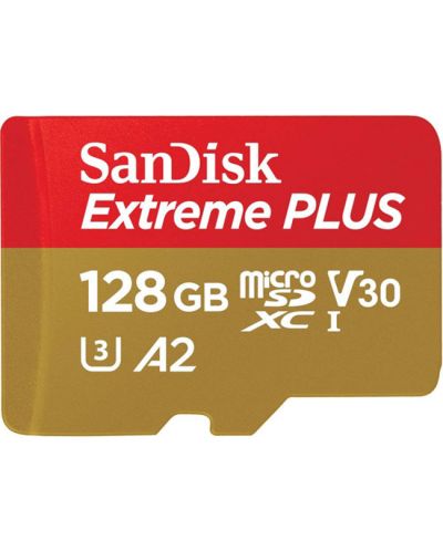 Карта памет SanDisk - Extreme PLUS, 128GB, microSDXC, Class10 + адаптер - 2