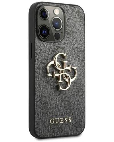 Калъф Guess - PU 4G Metal Logo,  iPhone 13 Pro Max, сив - 1