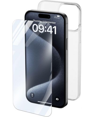 Калъф и протектор Cellularline - iPhone 15 Pro Max, прозрачни - 1