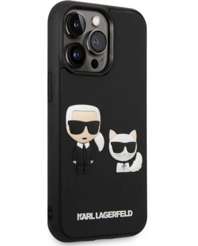 Калъф Karl Lagerfeld - Karl and Choupette, iPhone 14 Pro, черен - 3