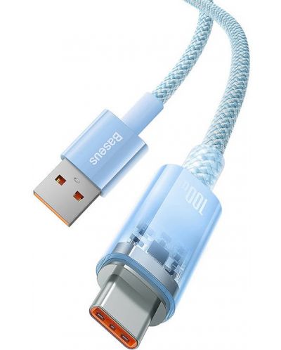 Кабел Baseus - Explorer CATS010503, USB-A/USB-C, 2 m, син - 4