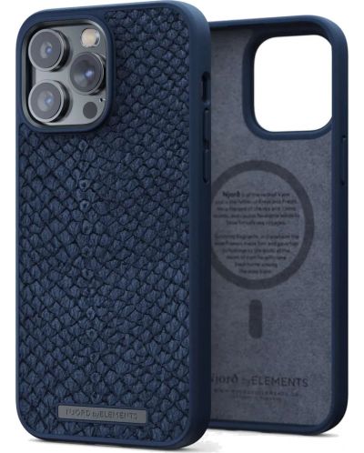 Калъф Njord - Salmon Leather MagSafe, iPhone 14 Pro Max, син - 2