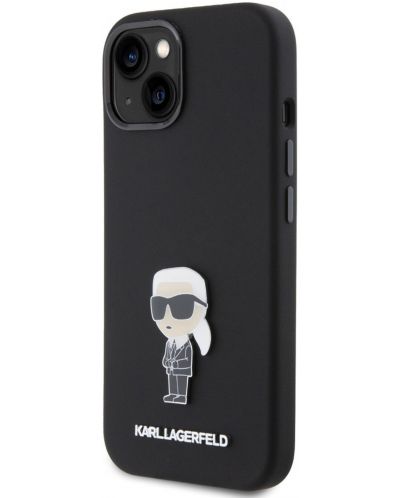 Калъф Karl Lagerfeld - PU Saffiano Card Slot Metal, iPhone 15, черен - 2