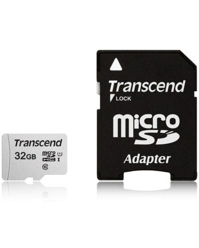 Карта памет Transcend - 32GB, USD350V, microSDHC UHS-I U1 + адаптер - 1