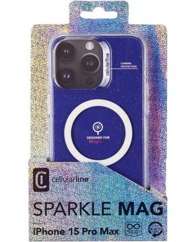 Калъф Cellularline - Sparkle Mag, iPhone 15 Pro Max, прозрачен - 2