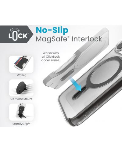 Калъф Speck - Presidio, iPhone 15 Pro, MagSafe ClickLock, прозрачен/черен - 6