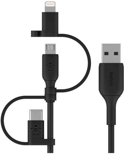 Кабел Belkin - Universal, USB-A/USB-C/Micro USB/Lightning, 1 m, черен - 1