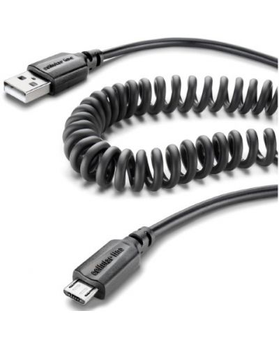 Кабел Cellularline - USB-A/Micro USB, 50-100 cm, черен - 1