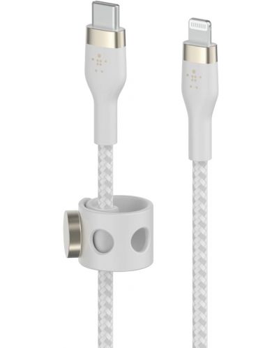 Кабел Belkin - Boost Charge, USB-C/Lightning, Braided silicone, 3 m, бял - 1