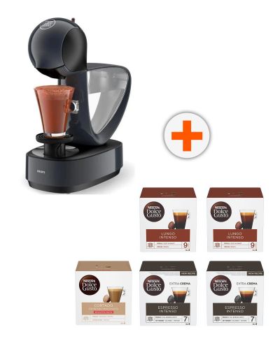 Кафемашина с капсули Krups - Infinissima, KP173B10,, 1.2 l, сива + 5 кутии NESCAFE Dolce Gusto - 1