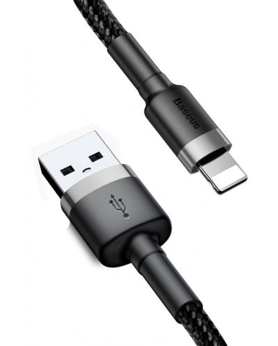 Кабел Baseus - Cafule, USB-A/Lightning, 1 m, сив/черен - 3