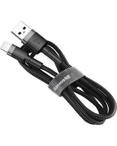 Кабел Baseus - Cafule, USB-A/Lightning, 1 m, сив/черен - 1