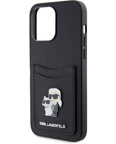 Калъф Karl Lagerfeld - PU Saffiano Card Slot Metal, iPhone 15 Pro, черен - 3
