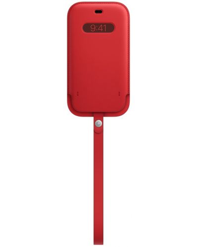 Калъф Apple - Leather Sleeve MagSafe, iPhone 12/12 Pro, червен - 3