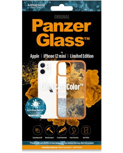 Калъф PanzerGlass - Clear, iPhone 12 mini, прозрачен/оранжев - 2