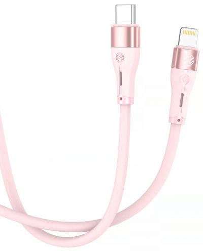 Кабел Tellur - Silicone, USB-C/Lightning, 1 m, розов - 2