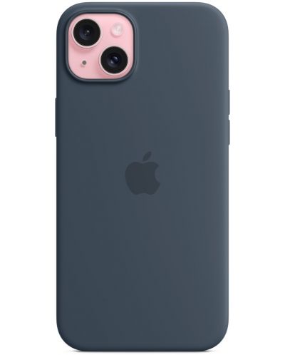 Калъф Apple - Silicone MagSafe, iPhone 15 Plus, Storm Blue - 2