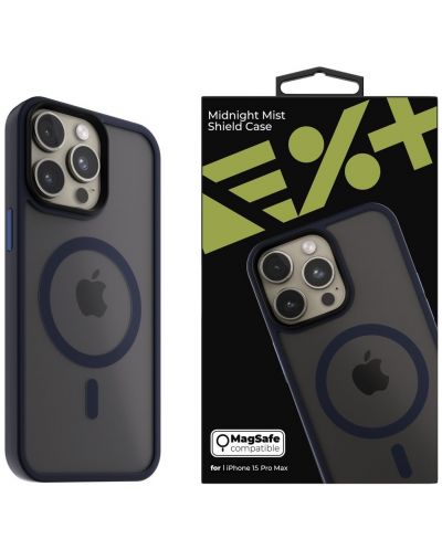 Калъф Next One - Midnight Mist Shield MagSafe, iPhone 15 Pro Max, тъмносин - 1