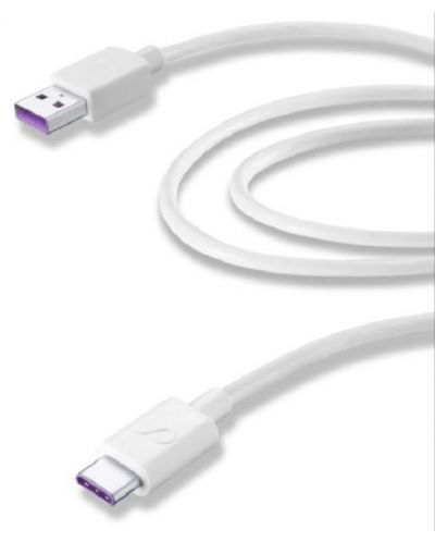 Кабел Cellularline - 4593, USB-А/USB-C, 1.2 m, бял - 1