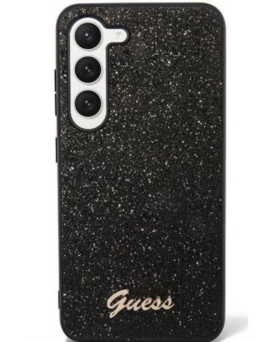 Калъф Guess - Glitter Flakes Metal Logo, Galaxy S23 Plus, черен - 1