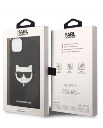 Калъф Karl Lagerfeld - Saffiano Choupette Head, iPhone 14 Plus, черен - 6