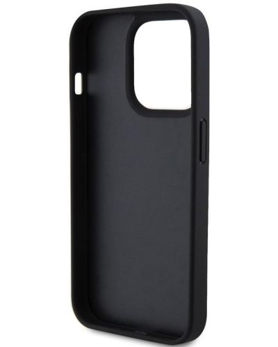Калъф Guess - 4G Strass Triangle Metal Logo/Strap, iPhone 15 Pro, черен - 4