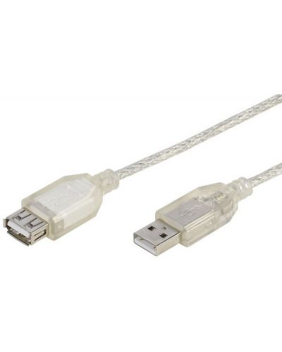 Удължителен кабел Vivanco - 26794, USB-A/USB-A, 3 m, прозрачен - 1