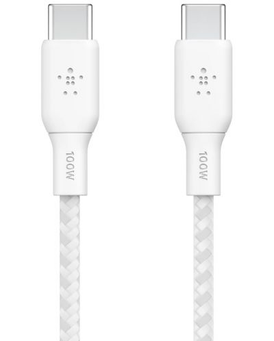 Кабел Belkin - Boost Charge, USB-C/USB-C, Braided, 3 m, бял - 2