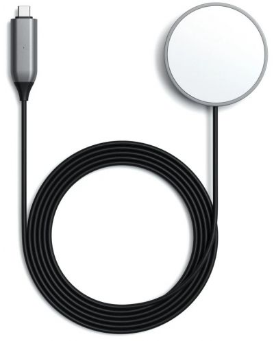 Безжично зарядно Satechi - Magnetic, кабел USB-C, 7.5W, черно - 1