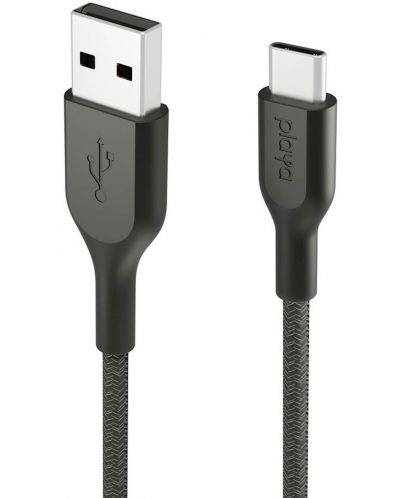 Кабел Belkin - Playa, USB-A/USB-C, braided, 1 m, черен - 1