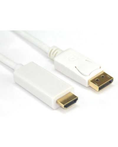 Кабел Vcom - DisplayPort/HDMI, 3m, бял - 1