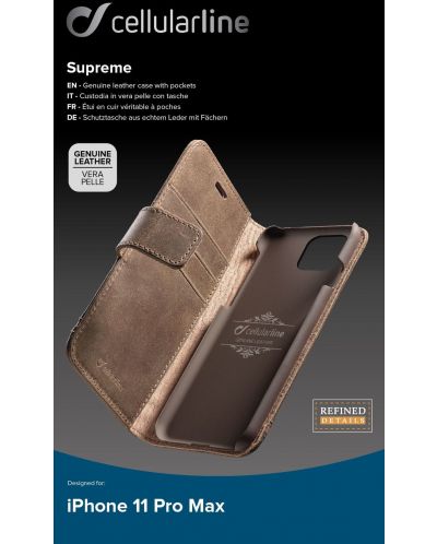 Калъф Cellularline - Book Supreme, iPhone 11 Pro Max, кафяв - 4