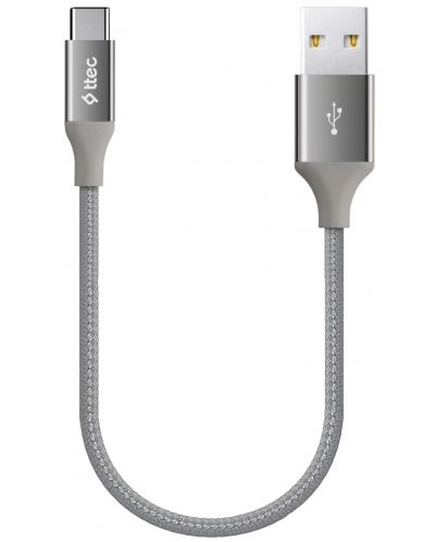 Кабел ttec - AlumiCable, USB-A/USB-C, 0.3 m, сив - 1