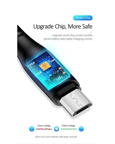 Кабел USAMS - U18 Round, USB-A/Micro USB, 1 m, черен - 4