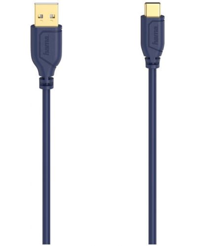 Кабел USB-C/Type-C/- USB 2.0,Flexi-Slim ,0.75м, 480Mbit/s, позлатен, син - 1