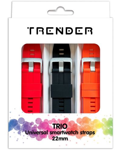 Каишки Trender - Trio Bundle, 22 mm, 3 броя, червена/черна/орнажева - 1